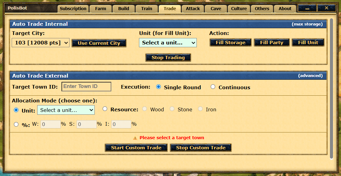 Auto Trade Interface
