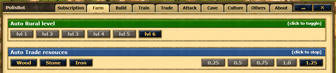 Farm Tab Interface